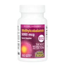 Natural Factors, B12, Methylcobalamin, 5,000 mcg, 60 Chewable Tablets in Pakistan