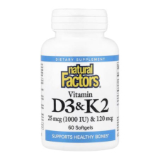 Natural Factors, Vitamin D3 & K2, 25 mcg (1,000 IU) & 120 mcg, 60 Softgels in Pakistan